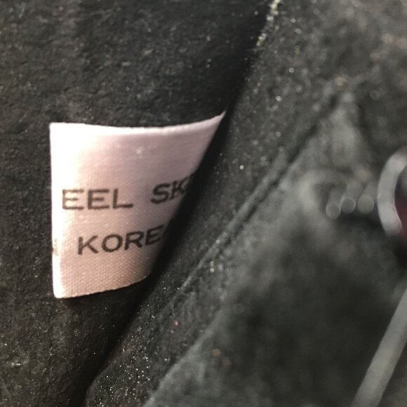 Vintage Genuine Eel Skin Leather Black Evening Purse Handbag Mirror Chain Strap - Picture 6 of 14